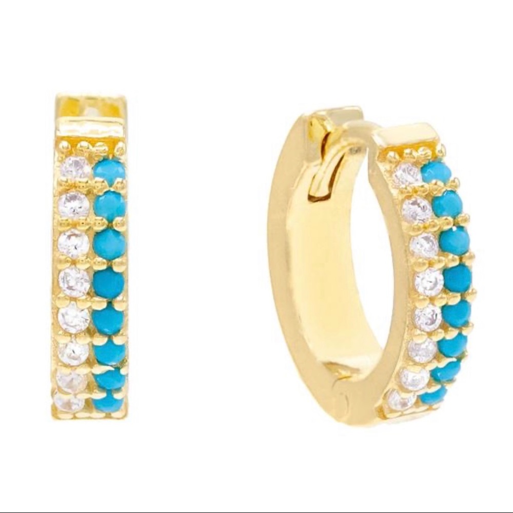 ADINA’S JEWELS gold & turquoise huggie earring